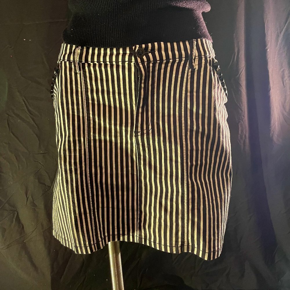 Sourpuss Black/White Striped Mini Skirt